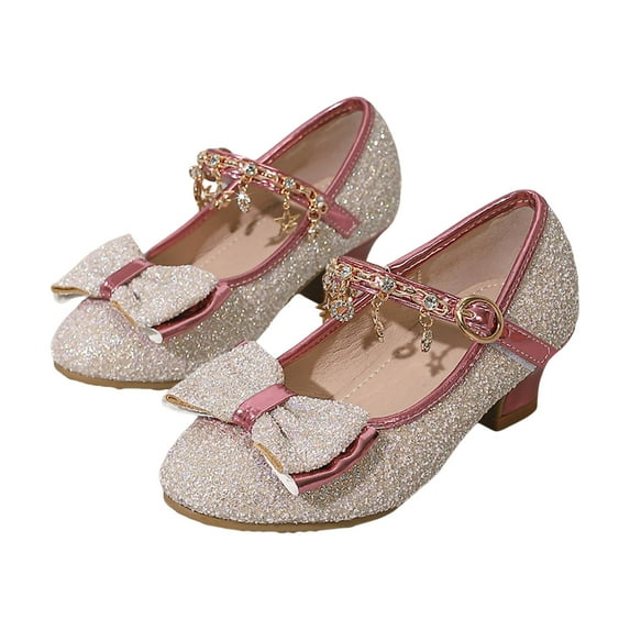 Staki Little Girl Dress Shoes Girl's Dress Shoes Mary Jane Glitter Low Heel Wedding Party Princess Shoes for Toddler Little Big Kids Red,13.5 Little Kid