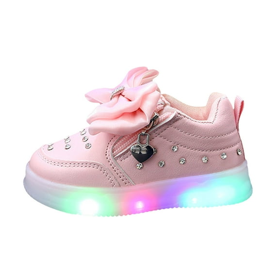 Staki Little Girl Shoes Light Up Shoes for Girls Toddler LED Flashing Sneakers Breathable Sport Walking Shoes for Kids(Pink,10 Toddler)
