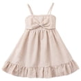 thumbnail image 1 of Staki Little Girls Summer Dress Girls Dress Spaghetti Strap/Strapless Sleeveless Dresses Mini Teen Casual Dress(Khaki,6-7 Years), 1 of 9