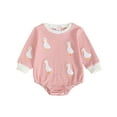 thumbnail image 1 of Staki Long Sleeve Baby Girls Rompers Baby Girl Outfit Ruffle Romper Long Sleeve Bodysuit(Pink,6-12 Months), 1 of 7