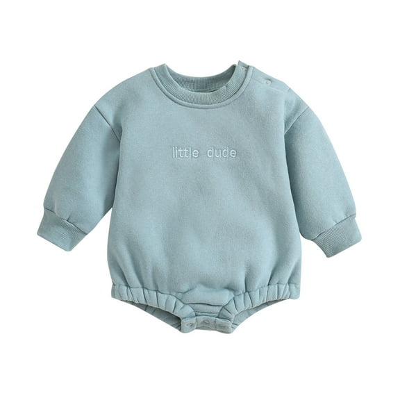 Staki Long Sleeve Onesie Baby Bodysuits Long Sleeve Funny for Boys-Newborn Infant Toddler Clothes(Blue,12-18 Months)