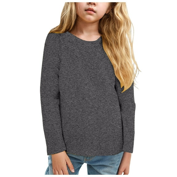 Staki Long Sleeve Shirts for Boys Boys' Basic Long Sleeve T-Shirts Comfort Crewneck Tees(Gray,2-3 Years)