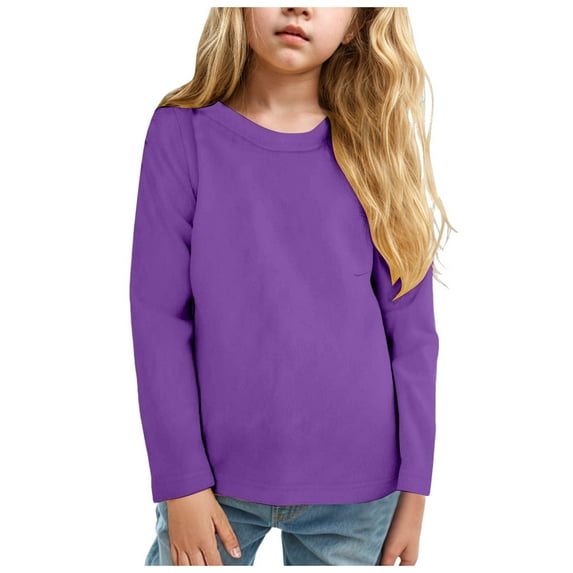 Staki Long Sleeve T Shirts Toddler Boy Lightweight Cotton Long Sleeve Shirts Fall Fashion Pullover Tops(Dark Purple,6-7 Years)