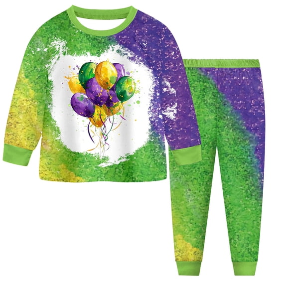 Staki Mardi Gras Carnival Clothes Toddler Baby Girl Mardi Gras Outfit Fall Clothes Carnival Long Sleeve Plaid Pant Set 2-9Y(Light Green,5-6 Years)