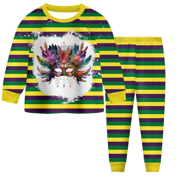 Staki Mardi Gras Girls Dress Baby Girl St Patricks Day Outfit Toddler Shamrock Embroidery Long Sleeve Sweatshirt Plaid Pants Set Carnival Clothes 2-9Y(Yellow,8-9Years)