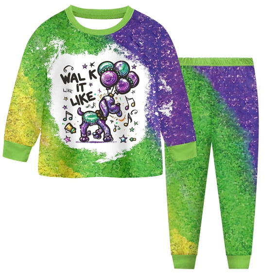 Staki Mardi Gras Girls Dress Toddler Baby Girl Mardi Gras Outfit Fall Clothes Carnival Long Sleeve Plaid Pant Set 2-9Y(Light Green,2-3 Years)