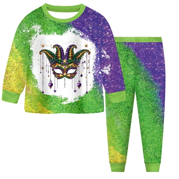 Staki Mardi Gras Skirt Kids Baby Girl Carnival Outfit Striped Long Pants Set Newborn Spring Clothes 2-9Y(Light Green,2-3 Years)