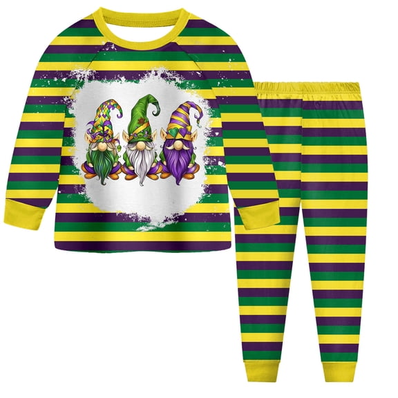 Staki Mardi Gras for Kids Toddler Girl Mardi Gras Outfit Crewneck Sweatshirt Set 2 Piece Cute Little Girl Clothes 2-9Y(Yellow,2-3 Years)