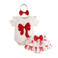 thumbnail image 1 of Staki Newborn Baby Girl Clothes Infant Outfits Summer Shorts Set Bowknot Romper+Cute Baby Skirt +Headband 3M 6M 9M Red,0-3 Months, 1 of 7