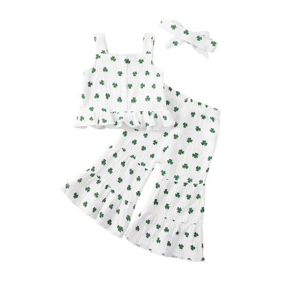 Staki Newborn Baby Girl Clothes St Patricks Day Toddler Baby Girls Summer Clothes Funny T Shirt Elastic Waist Pockets Shorts Set 2 Piece Outfit 6-24M 2-4Y(White,3-4 Years)