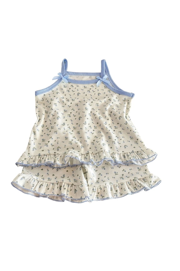 Newborn Baby Girl Clothes Summer Outfits Infant Sleeveless Cute Bow Tank Tops 6M 12M 18M Blue,12-18 Months