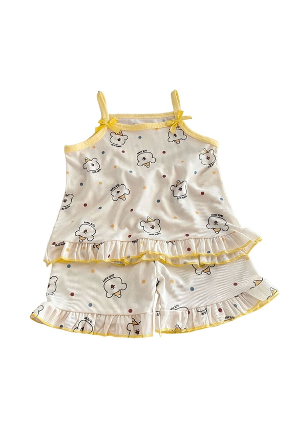 Newborn Baby Girl Clothes Summer Outfits Infant Sleeveless Cute Bow Tank Tops 6M 12M 18M Yellow,18-24 Months