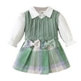 thumbnail image 1 of Staki Newborn Baby Girl Clothes Toddler Long Sleeve Christmas Romper Top Ruffle Skirt Overall Dress Kids and Baby Clothing(Green,1-2 Years), 1 of 9