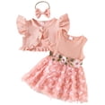 thumbnail image 1 of Staki Newborn Baby Girl Flower Dress Toddler Boho Tutu Tulle Dress Princess Wedding Birthday Party Dresses for Girls(Pink,12-18 Months), 1 of 9