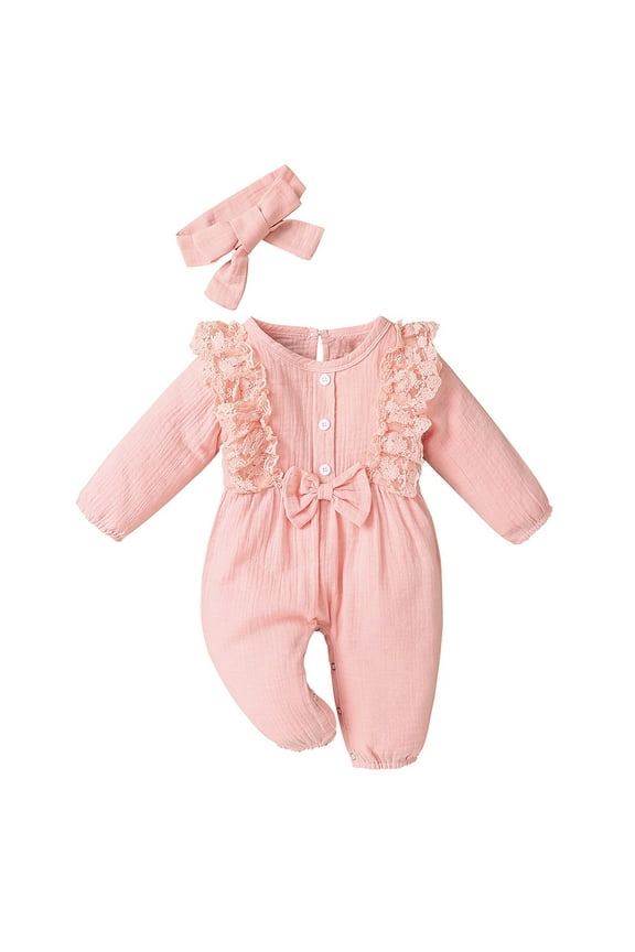 Girl Clothes Baby Girl Clothes Girl Fall Winter One-Piece Romper(Pink,0-3 Months)