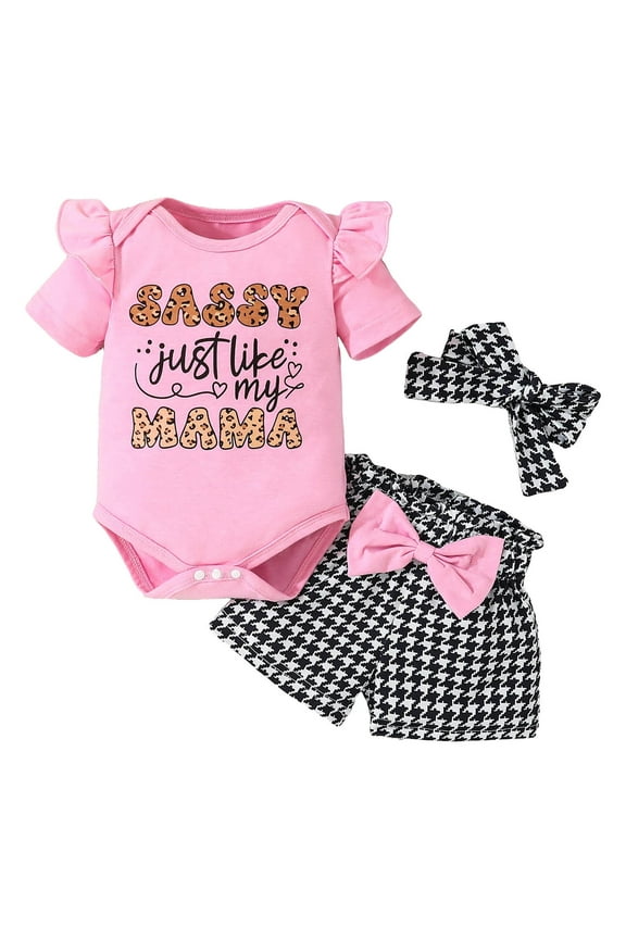 Newborn Girl Clothes Newborn Baby Girl Clothes Infant Baby Ruffle Romper +Pants + Headband Toddler Girl Outfits Set 0-3M,6M,9M,12M,18M(Pink,0-3 Months)