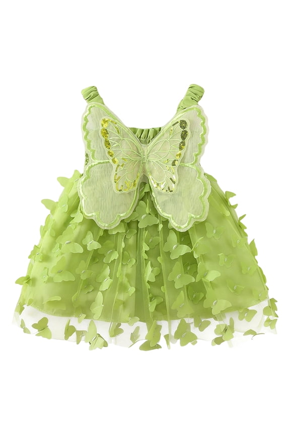 Newborn Infant Baby Girls Clothes Flower Butterfly Embroidery Sleeveless Romper Tulle Mesh Dress Toddler Bodysuit(Green,12-24 Months)
