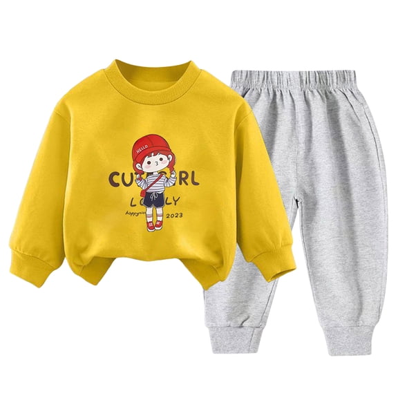 Staki Outfit Set Toddler Boy Clothes,Long Sleeve Striped Pullover Sweatshirt & Solid Jogger Pants Set Baby Boy Outfits 2PCS 2-5T 6-12Y(Yellow,3-4 Years)