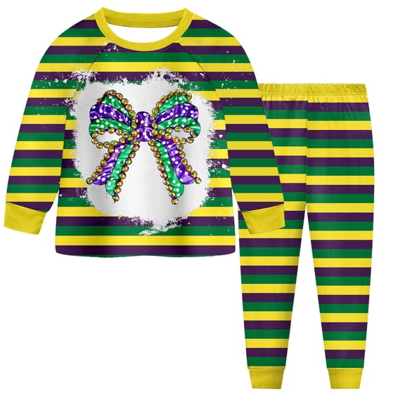 Staki Outfit Set for Girls Girls Casual Pants Loose Soft Breathable Toddler Carnival Outfit Girl's Sleepwear for Kids Teens 2-9Y(Yellow,6-7 Years)