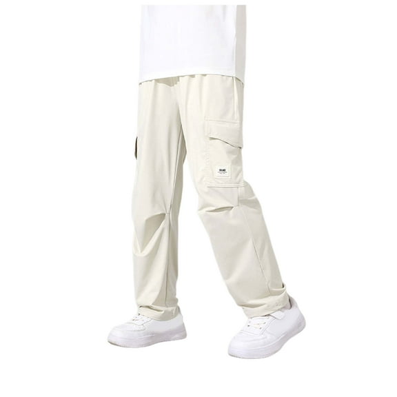 Staki Pants for Boys Boys Cargo Pants with Pockets Casual Hiking Slacks Combat Trousers for Kid(Beige,5-6 Years)
