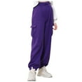 thumbnail image 1 of Staki Pants for Teens Girls' Sweatpants Lounge Soft Athletic Kids Joggers with Pockets & Drawstring(Purple,13-14 Years), 1 of 9