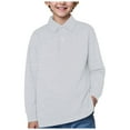 thumbnail image 1 of Staki Polo Shirts for Kids Boys Long Sleeve Polo Shirt Athletic Casual Top Fall Polo for Kids(Gray,7-8 Years), 1 of 9