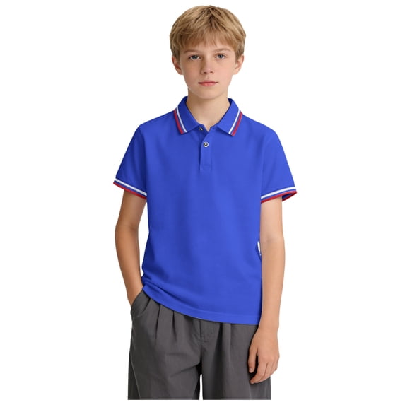 Staki Polo Tees Boys Polo Shirt Uniform School Polo Shirts for Boys Kids Short Sleeve Polo 1-10Y(Navy,5-6 Years)