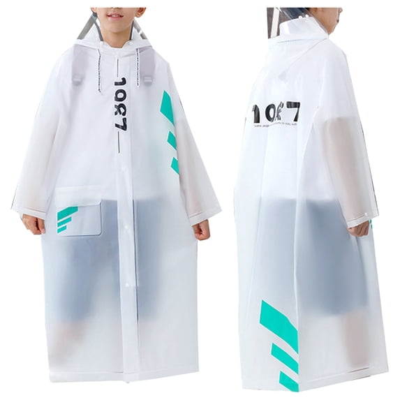 Staki Ponchos Kids Reusable Waterproof Raincoat Rain Ponchos Rain Jacket for Children Girls Toddler Ponchos with Hood Clear,14-16 Years