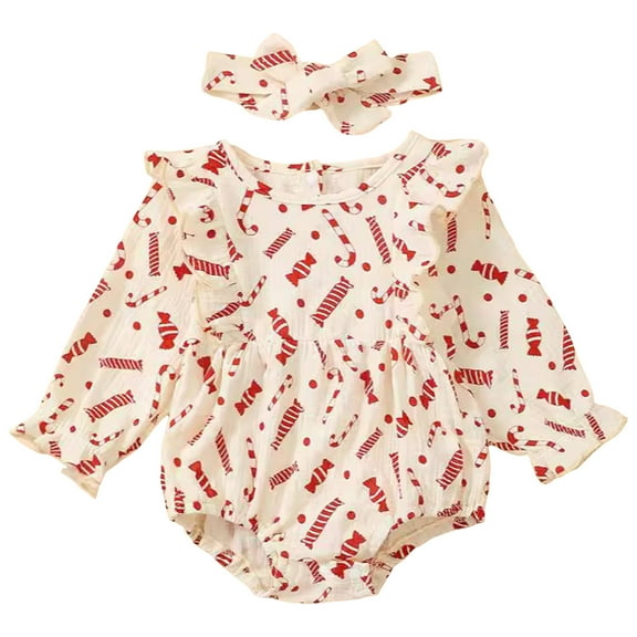 Staki Preemie Clothes Girl Newborn Baby Girl Christmas Outfit Cutest Romper Jumpsuit Clothes(Beige,3-6 Months)