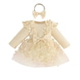 thumbnail image 1 of Staki Preemie Newborn Baby Girl Lace Romper Infant Fall Winter Flower Tulle Dress Party Gifts Newborn Photography Outfits 0-18M,0-3 Months, 1 of 7