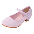 thumbnail image 1 of Staki Princess Shoes Toddler Girls Dress Shoes Glitter Mary Jane Pumps with Bow, Low Heel Party Wedding Princess Shoes Red,12.5 Little Kid, 1 of 9