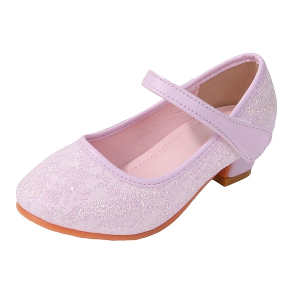 Staki Princess Shoes Toddler Girls Dress Shoes Glitter Mary Jane Pumps with Bow, Low Heel Party Wedding Princess Shoes Red,12.5 Little Kid