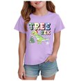 thumbnail image 1 of Staki Print Christmas Shirt Christmas Shirts for Girl Christmas Tree Printed Short Sleeve Costumes Crewneck Casual Pattern T-Shirt(Light Purple,2-3 Years), 1 of 5