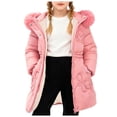 thumbnail image 1 of Staki Puffer Jacket Kids Girl's Water Resistant Winter Coats Warm Fleece Lined Outwear Ski Snow Jacket With Removable Hood(Watermelon Red,9-10 Years), 1 of 9