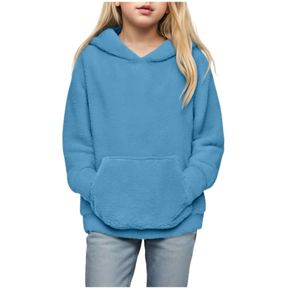 Staki Purple Hoodie Kids Girls Cute Hoodie Sweatshirt Hoodies Fall Loose Long Sleeve Shirt Soft Sweaters with Pocket (Blue,11-12 Years)
