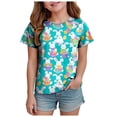 thumbnail image 1 of Staki Rabbit Short Sleeve Tops Toddler Girls T-Shirt Short Sleeve Shirt Bunny Print Cute Summer Tops Tees 1-9Y 10-13Y(Sky Blue,4-5 Years), 1 of 6