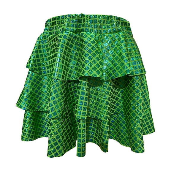 Staki Rainbow Tutu for Girls Girl's Layered Tutu Skirt Tulle Princess Sparkle Skirt(Green,5-6 Years)