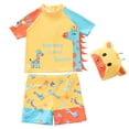 thumbnail image 1 of Staki Rash Guard Sets Boys Swim Set - 2 Piece Quick Dry Protection Kids Rash Guard Short Sleeve Swim Shirt and Swimming Trunks 2T 3T 4T Yellow,5-6 Years, 1 of 7