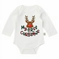 thumbnail image 1 of Staki Red Onesie Baby Girl Christmas Baby Girl Outfit Newborn Plaid Bubble Romper Long Sleeve Round Neck Fall Winter Clothes(Khaki,0-3 Months), 1 of 3