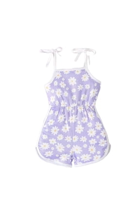 Romper for Girls Girls Overalls Shortalls, Girls Overall Shorts, Kids Denim Canvas Overalls Short Overalls 2T 3T 4T Purple,12-18 Months