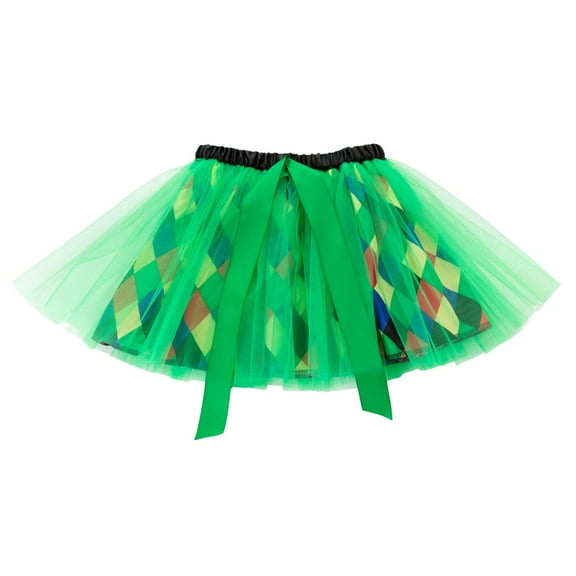 Staki Ruffle Tulle Skirt Glitter Star Fluffy Tulle Tutu Skirt Princess Ballet Dance Dress with Bow for Toddlers Kids Little Girls(Light Green,5-8 Yesrs)