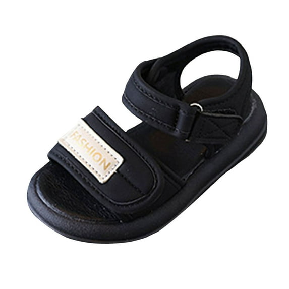 Staki Sandals for Teens Girls Sandals With Double Strap And Buckle - Lightweight Toddler Sandals - Cushioned Footbed Sandal(Black,8.5 Toddler)
