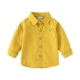 thumbnail image 1 of Staki School Kids Clothes Boys Long Sleeve Button Down Shirt - Collared Boys Shirt Button up Shirt Boys(Yellow,4-5 Years), 1 of 6