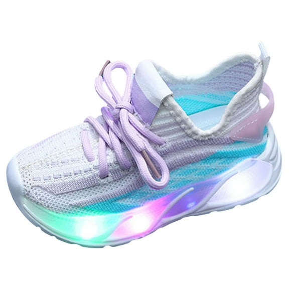 Staki Shoe Lights Light Up Shoes for Toddlers LED Tennis Sneakers for Boys(Purple,8 Toddler)