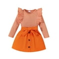 thumbnail image 1 of Staki Skirts for Girls Girl's Skirt Sets 2 Piece Outfit Fall Clothes Ruffle Mini Skirts(Orange,3-4 Years), 1 of 6