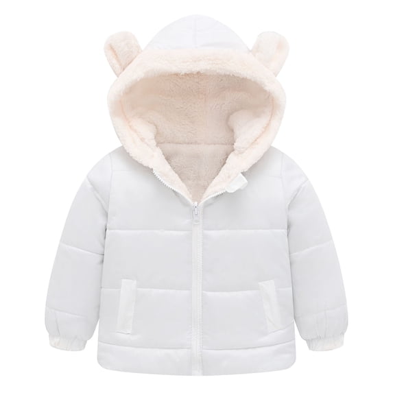 Staki Snow Jacket Infant and Toddler Baby Boys Girls Winter Warm Cotton Puffer Cartoon Coats Kids Thicken Jacket Outerwear(White,4-5 Years)