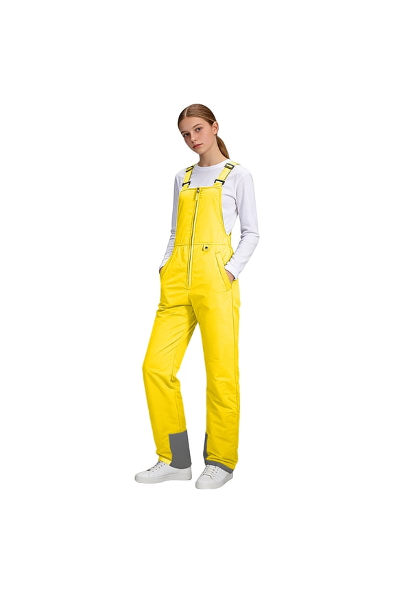 Snow Pants Girls Snow Suit for Kids Winter Fleece Girls Windproof Snowboarding Warm Snowsuit 7Y,8Y,9Y,10-12Y,12-14Y(Yellow,9-10 Years)