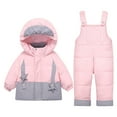 thumbnail image 1 of Staki Snow Suit for Girls Girls Snowsuit Set - 2 Piece Heavyweight Insulated Ski Jacket and Snow Pants Overall Bibs for Girls 1Y,2T,3T,4T,5T(Pink,1-2 Years), 1 of 9