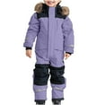 thumbnail image 1 of Staki Snow Suit for Kids Winter One Piece Ski Outfits Toddler Snowsuit Girls Water Windproof Insulated Fleece Jumpsuit Kids Bib Snow Pants 6M,12M,18M,24M,3T,4T,5T,6-10Y,11-14Y(Purple,6-12 Months), 1 of 6