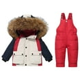 thumbnail image 1 of Staki Snow Suits for Kids Kids 2 Piece Snowsuit Set Boy Winter Hooded Puffer Jacket & Snow Bib Pants Boy Ski Suits Ultralight Outfit 6M,12M,18M,24M,3-4Y(Red,3-4 Years), 1 of 6
